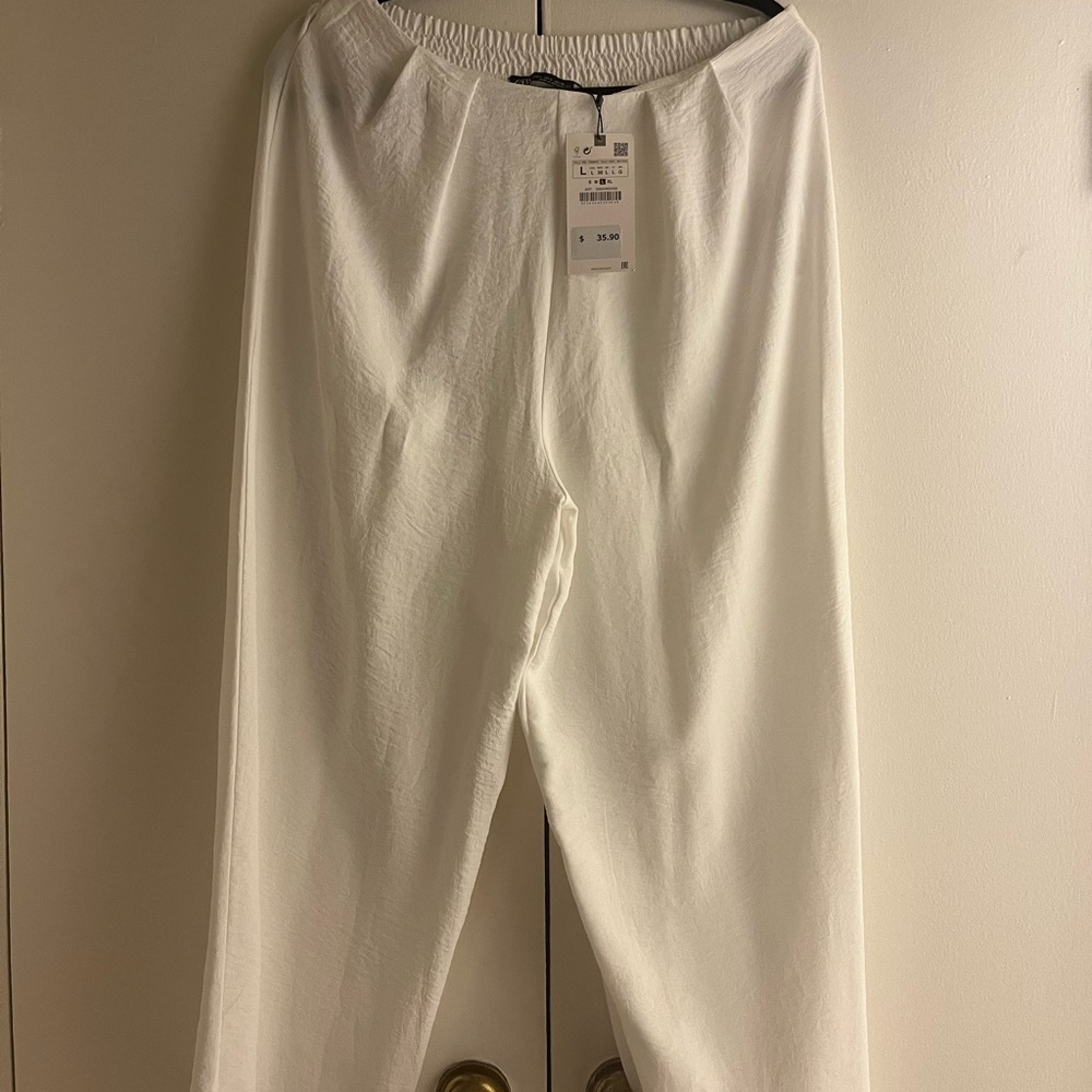 Zara Cream Relaxed Fit Trousers